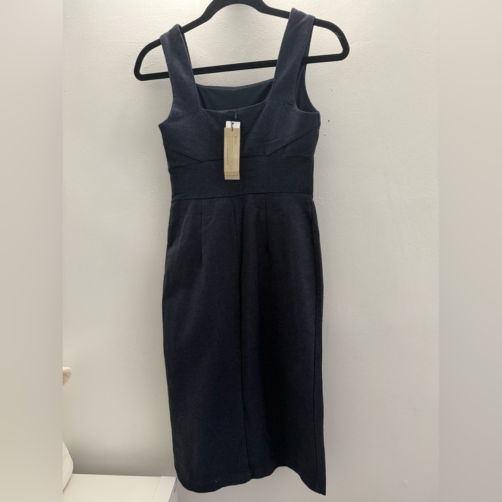 Banana Republic Factory Black Sheath Midi Dress Square Neck Sleeveless. Petite - Picture 3 of 10